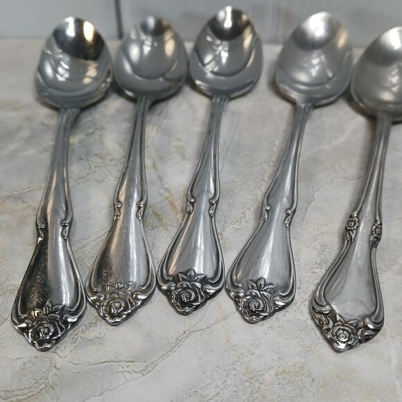 5 Vtg 1881 Rodgers Stainless Oneida Ltd Celebrity Teaspons Flatware Utensils - Picture 2 of 5